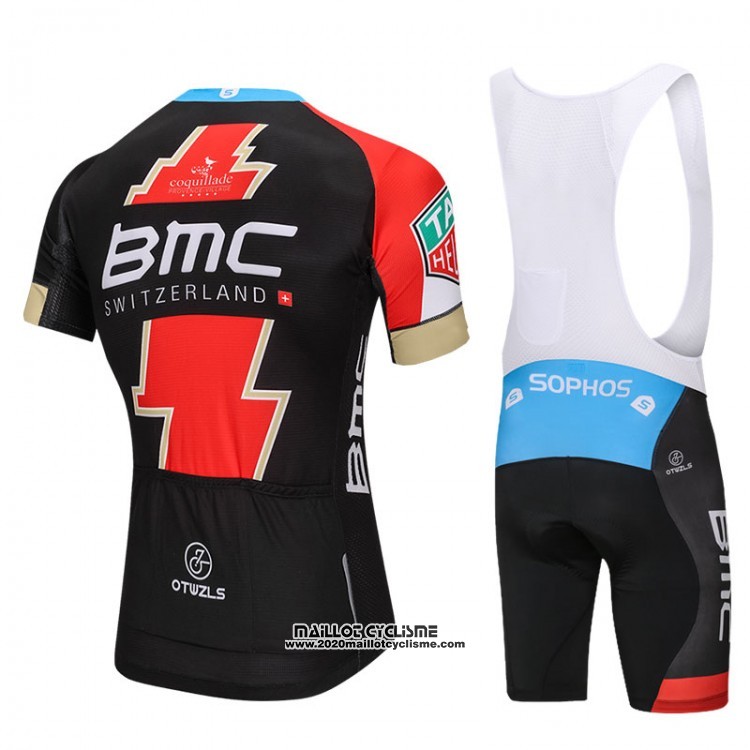 2018 Maillot Ciclismo BMC Noir et Rouge Manches Courtes et Cuissard
